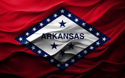 4k, drapeau de l'arkansas, états américains, drapeau 3d arkansas, usa, texture 3d, jour de l'arkansas, symboles nationaux, art 3d, arkansas