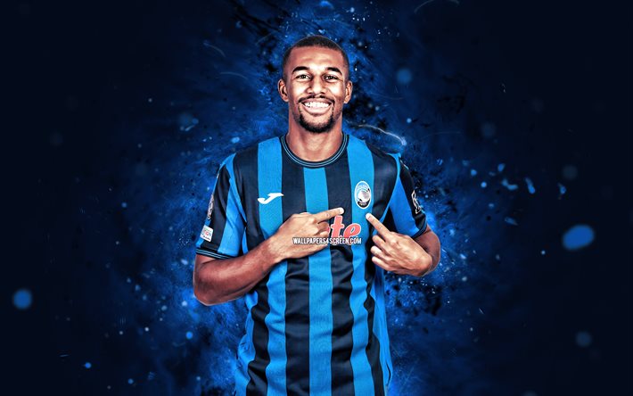 isak hien, 4k, lumière néon bleue, atalanta fc, serie a, footballeurs suédois, isak hien 4k, football, atalanta bc, isak hien atalana