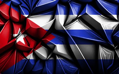 علم كوبا, 4k, ثلاثي الأبعاد الملمس الإبداعي, كوبا 3d العلم, أمريكا الشمالية, العلم كوبا, الفن ثلاثي الأبعاد, كوبا