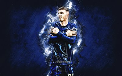cole palmer, chelsea fc, joueur de football anglais, fond de pierre bleue, grunge, premier league, angleterre, football