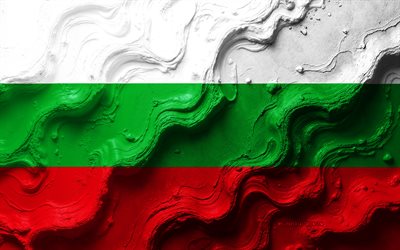 bulgarie, 4k, texture des vagues de pierre, drapeau de la bulgarie, drapeau de la bulgarie 3d, europe, drapeaux des pays européens