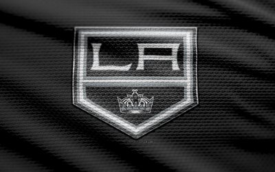 los angeles kings fabric logo, 4k, svart tygbakgrund, nhl, bokhög, hockey, los angeles kings logo, los angeles kings emblem, amerikansk hockeyklubb, los angeles kings, la kings