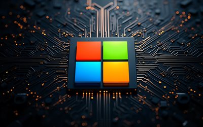 microsoftin logo, 4k, windows 11 logo, musta digitaalinen tausta, microsoftin tunnus, windows 11  tunnus, microsoft värillinen logo, microsoft, windows logo, windows