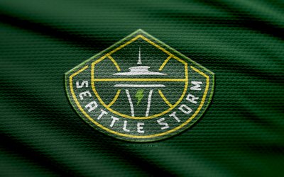 logotipo de tela seattle storm, 4k, fondo de tela verde, wnba, bokeh, baloncesto, logotipo de la tormenta de seattle, emblema de la tormenta de seattle, equipo de baloncesto americano, tormenta de seattle