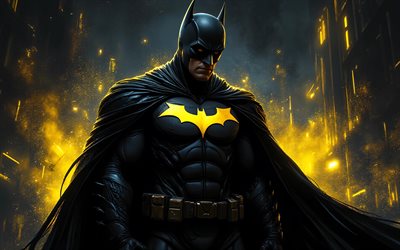 ordenanza, 4k, arte grunge, superhéroes, creativo, cómics dc, arte de batman, fondo grunge, fan art, batman 4k