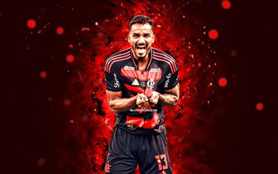 danilo, 4k, freude, rote neonlichter, flamengo, brasilianische serie a, brasilianische fußballer, danilo 4k, fußball, flamengo rj, flamengo fc, danilo luiz da silva, danilo flamengo