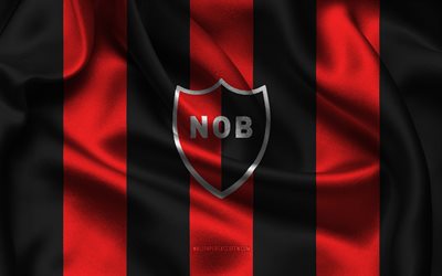 4k, newells old boys  logo, musta punainen silkkikangas, argentiinan jalkapallojoukkue, newells old boys  tunnus, argentiina primera  divisioona, newells vanhat pojat, argentiina, jalkapallo, newells old boys  lippu, newells old boys fc