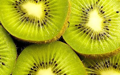 kiwi, macro, fruit frais, la nourriture saine, tranches de kiwi, fruit, fruits exotiques