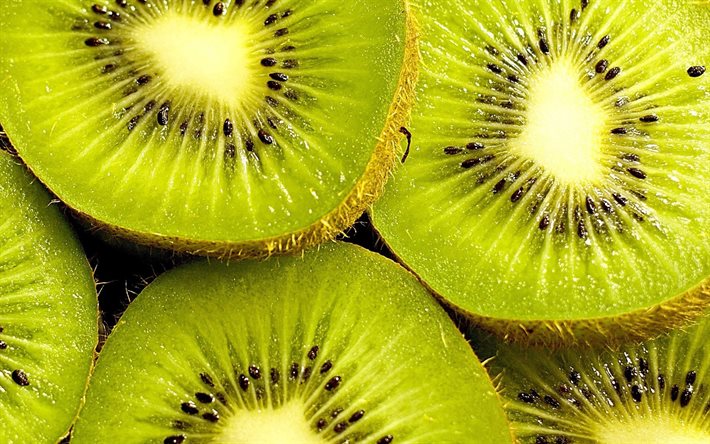 kiwi, macro, fruta fresca, comida sana, rodajas de kiwi, fruta, fruta exótica