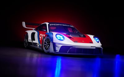 2023, Porsche 911 GT3 R Rennsport, 4k, front view, exterior, racing car, Porsche 911 tuning, German sports cars, Porsche