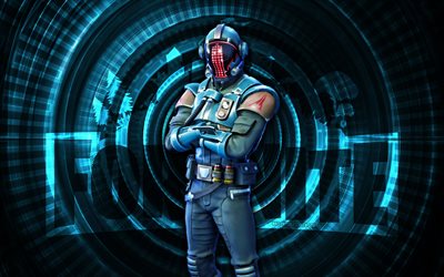 besökaren fortnite, 4k, blå spiralbakgrund, fortnite, kreativ, besökarens hud, fortnite besökarens hud, besökaren, fortnite  karaktärer