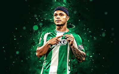 cucho hernández, 4k, luzes de néon verdes, real bétis, liga, futebolistas colombianos, cucho hernández 4k, futebol, cucho, real bétis fc, real bétis balompié, cucho hernández real betis