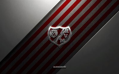 rayo vallecano logo, 4k, stahlhintergrund, spanischer fußballverein, rote gelbe linien, rayo vallecano emblem, la liga, fußball, rayo vallecano, spanien, rayo vallecano logo aus metall, wappen von rayo vallecano