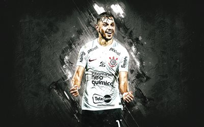 Angel Romero, Corinthians, Paraguayan football player, white stone background, Brazil, football, Corinthians Paulista