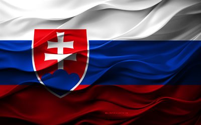 4k, Flag of Slovakia, European countries, 3d Slovakia flag, Europe, Slovakia flag, 3d texture, Day of Slovakia, national symbols, 3d art, Slovakia, Slovak flag