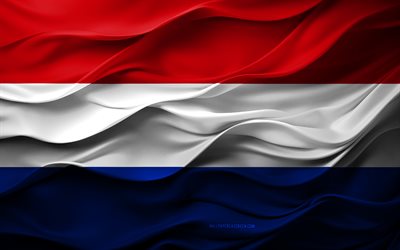 4k, bandiera dei paesi bassi, paesi europei, bandiera 3d paesi bassi, europa, bandiera olandese, texture 3d, giorno dei paesi bassi, simboli nazionali, 3d art, olanda