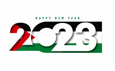feliz ano novo 2023 jordânia, fundo branco, jordânia, arte mínima, conceitos da jordânia 2023, jordânia 2023, fundo da jordânia 2023, 2023 feliz ano novo jordânia