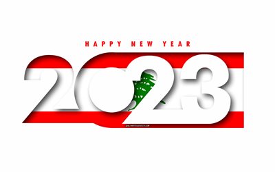明けましておめでとうございます 2023 レバノン, 白色の背景, レバノン, ミニマルアート, 2023 レバノンの概念, レバノン 2023, 2023年のレバノンの背景, 2023 年明けましておめでとうございますレバノン