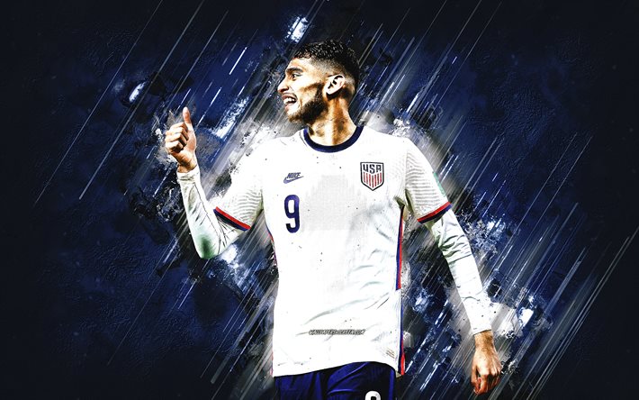 リカルド・ペピ, 米国サッカー代表チーム, 青い石の背景, 肖像画, アメリカ合衆国, アメリカンフットボール選手, サッカー, usmnt