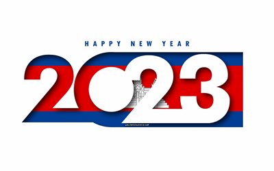 feliz ano novo 2023 camboja, fundo branco, camboja, arte mínima, conceitos do camboja 2023, camboja 2023, fundo do camboja 2023, 2023 feliz ano novo camboja