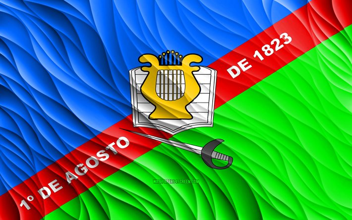 4k, bandeira de caxias, bandeiras 3d onduladas, cidades brasileiras, dia de caxias, ondas 3d, cidades do brasil, caxias, brasil