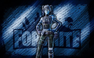Ice Crystal Fortnite, 4k, blue diagonal background, grunge art, Fortnite, artwork, Ice Crystal Skin, Fortnite characters, Ice Crystal, Fortnite Ice Crystal Skin