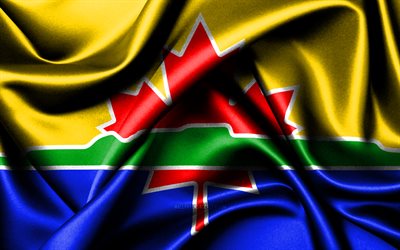 bandera de la bahía del trueno, 4k, ciudades canadienses, banderas de tela, día de thunder bay, banderas de seda onduladas, canadá, ciudades de canadá, bahía del trueno