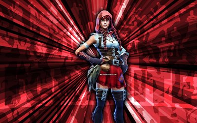 4k, Fable Fortnite, red rays background, Fable Skin, abstract art, Fortnite Fable Skin, Fortnite characters, Fable, Fortnite, creative art