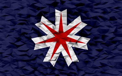 drapeau d'hokkaidō, 4k, préfectures du japon, fond de polygone 3d, drapeau hokkaidō, texture de polygone 3d, jour d'hokkaidō, drapeau hokkaidō 3d, symboles nationaux japonais, art 3d, hokkaidō, japon