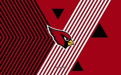 arizona cardinals logotyp, 4k, amerikanskt fotbollslag, vinröd svarta linjer bakgrund, arizona cardinals, nfl, usa, linjekonst, arizona cardinals emblem, amerikansk fotboll