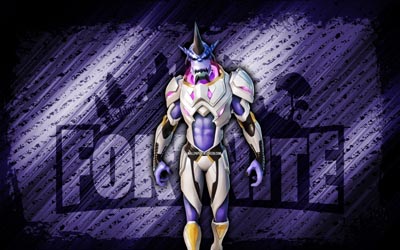 Kymera Fortnite, 4k, violet diagonal background, grunge art, Fortnite, artwork, Kymera Skin, Fortnite characters, Kymera, Fortnite Kymera Skin