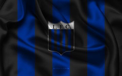 4k, リバプール モンテビデオのロゴ, 青黒の絹織物, ウルグアイのサッカー チーム, リバプール モンテビデオのエンブレム, ウルグアイ・プリメーラ・ディビジョン, リバプール モンテビデオ, ウルグアイ, フットボール, リバプール モンテビデオ フラグ, リバプール fc モンテビデオ