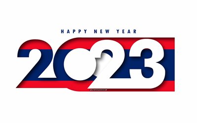 feliz año nuevo 2023 laos, fondo blanco, laos, arte mínimo, conceptos de laos 2023, laos 2023, fondo de laos 2023, 2023 feliz año nuevo laos