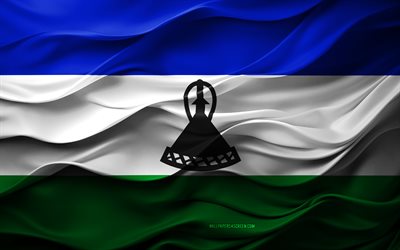 4k, Flag of Lesotho, African countries, 3d Lesotho flag, Africa, Lesotho flag, 3d texture, Day of Lesotho, national symbols, 3d art, Lesotho