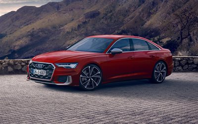 2024, audi s6, 4k, vista frontale, esterno, berlina rossa, nuovo rosso a6, rosso s6, auto tedesche, audi
