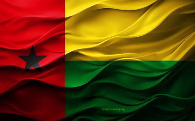 4k, bandera de guinea bissau, países africanos, bandera de argelia 3d, áfrica, textura 3d, día de guinea bissau, símbolos nacionales, arte 3d, guinea bissau