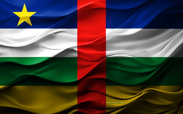 4k, keski  afrikan tasavallan lippu, afrikan maat, kolmas keski  afrikan tasavallan lippu, afrikka, 3d  rakenne, keski  afrikan tasavallan päivä, kansalliset symbolit, 3d  taide, keski  afrikan tasavalta