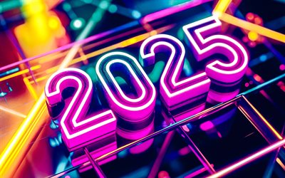 bonne année 2025, flux néon, 2025 concerts, 2025 fond 3d, 2025 inscription de néon 3d, 2025 bonne année, 2025 carte de vœux