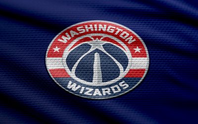washington wizards kumaş logosu, 4k, mavi kumaş arka plan, nba, bokh, basketbol, washington wizards logosu, washington wizards amblemi, amerikan basketbol takımı, washington sihirbazları