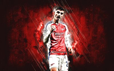 Kai Havertz, Arsenal FC, German football player, red stone background, Premier League, England, football