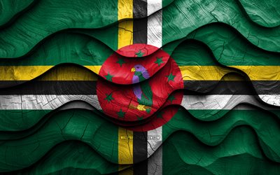 4k, Dominica flag, North American countries, wooden 3D waves flags, Day of Dominica, flag of Dominica, Dominica wooden flag, North America, Dominica national symbols, Dominica