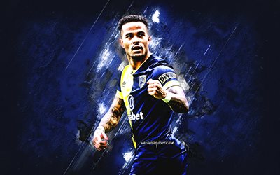justin kluivert, afc bournemouth, niederländischer fußballer, blauer steinhintergrund, grunge  kunst, premier league, england, fußball, kluivert bournemouth