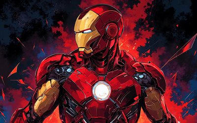 철인, 4k, 그런지 예술, 슈퍼 히어로, 마블 코믹스, 추상 아이언맨, 다채로운 그런 지 배경, 삽화, 아이언맨 아트, 팬 아트, 아이언맨 4k