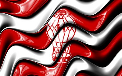 ca huracan3d logosu, 4k, kırmızı beyaz 3d dalgalar, arjantin primera ligi, futbol, ca huracan bayrağı, yaratıcı, ca huracan logosu, ca huracan, arjantin futbol kulübü, huracan fc