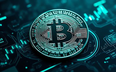 Bitcoin logo, turquoise finance logo, Bitcoin sign, BTC, Bitcoin 3D logo, Bitcoin emblem, Bitcoin coin, cryptocurrency, Bitcoin