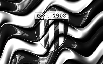 Gimnasia y Esgrima Mendoza logo, 4k, black white 3D waves, Argentina Primera Division, football, Gimnasia y Esgrima Mendoza flag, Gimnasia y Esgrima Mendoza, Argentine football club, soccer, Gimnasia y Esgrima Mendoza FC