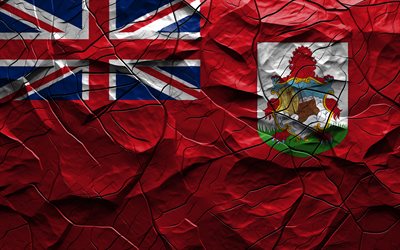 4k, बरमूडा झंडा, पत्थर की बनावट, बरमूडा का झंडा, उत्तरी अमेरिका, बरमूडा 3डी झंडा, दरारों वाली पृष्ठभूमि, बरमूडा