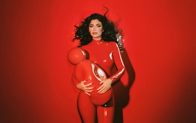 kylie jenner, amerikalı manken, fotoğraf çekimi, kırmızı takım elbise, amerikan yıldızı, güzel kadınlar, kylie jenner'ın fotoğraf çekimi