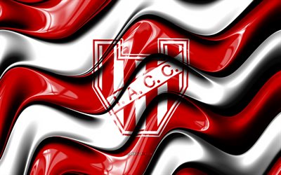 IA Central Cordoba 3D logo, 4k, red white 3D waves, Argentina Primera Division, football, IA Central Cordoba flag, IA Central Cordoba logo, Instituto Atletico Central Cordoba, Argentine football club, soccer, Instituto ACC