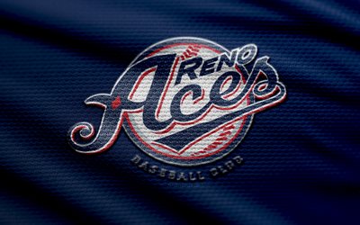 logotipo de tela reno aces, 4k, fondo de tela azul, pcl, bokeh, béisbol, logotipo de reno aces, emblema de reno aces, liga de la costa del pacífico, equipo de beisbol americano, ases de reno